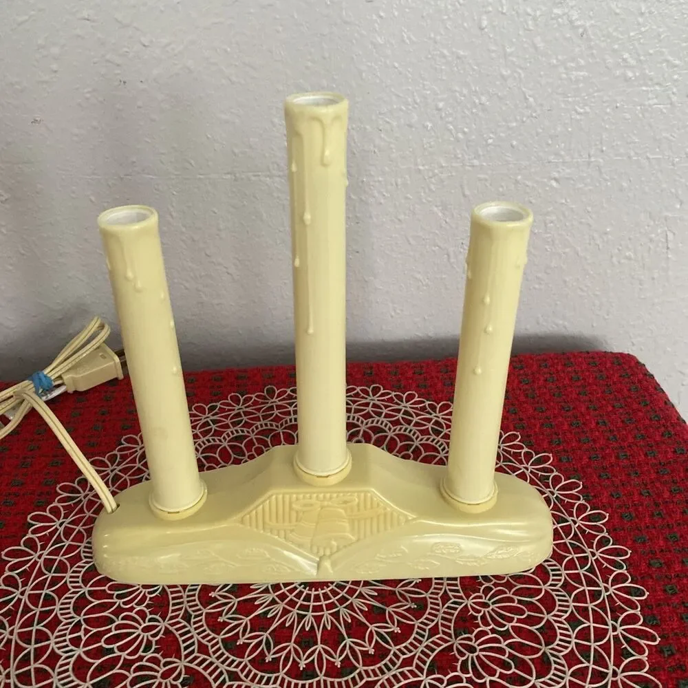 Vintage 3 Light Tiered Electric Christmas Window Candle Candelabra Dripping Wax